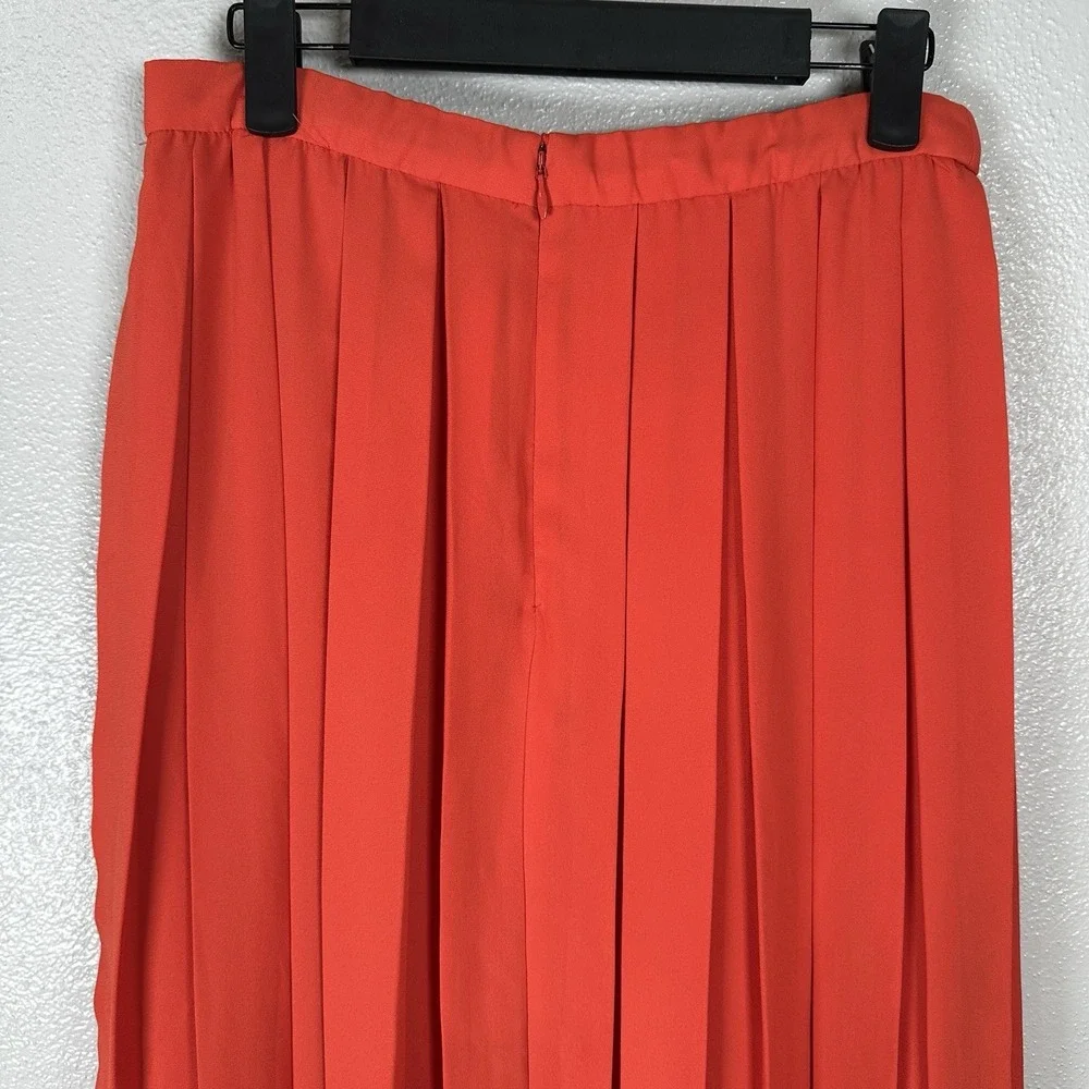 J.‎ Crew Vibrant Orange Wide Pleated Long Midi Skirt Womens Size 6 Summer